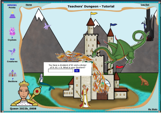 Interactive math intervention game for 3rd to 6th grade students – The Teacher's Dungeon helps children master math skills through video tutorials and progress tracking.